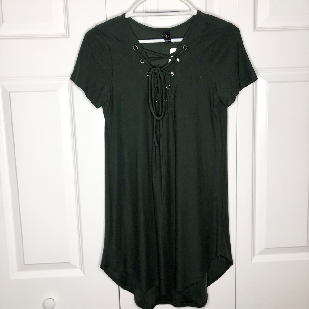 Green Front Tie Dress